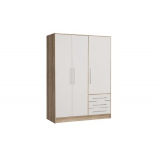 Armoire dressing blanc et aspect chêne clair 3 portes - FARO