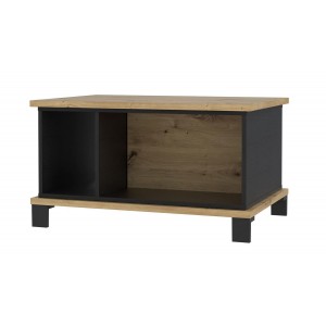 Table basse rectangulaire bicolore bois clair et noir - ALIA