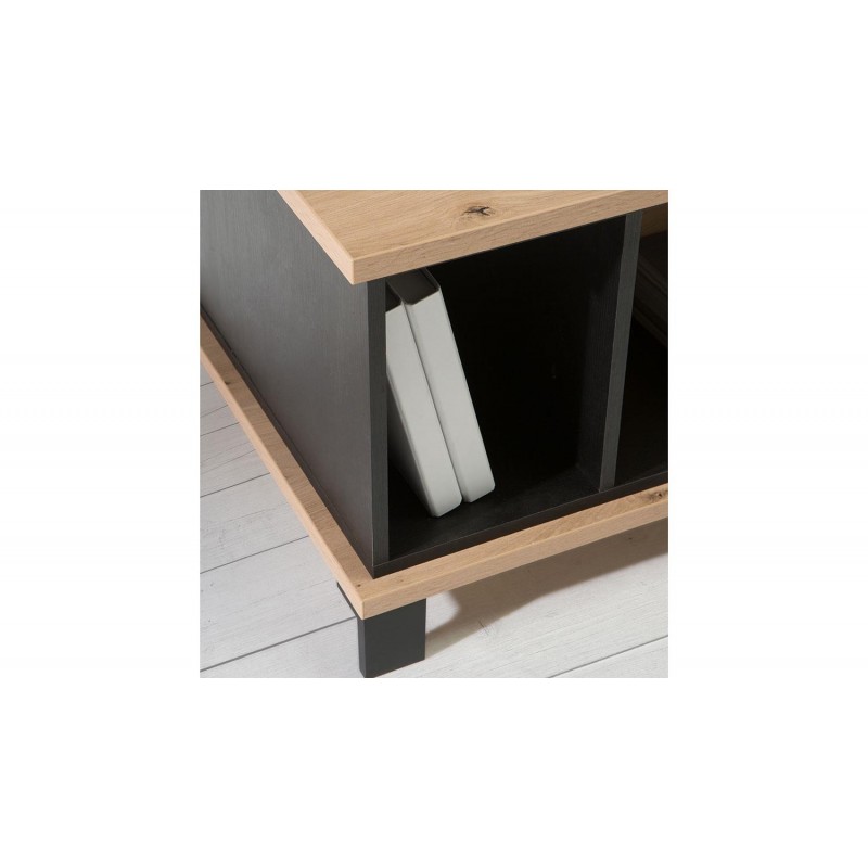 Table basse rectangulaire bicolore bois clair et noir - ALIA