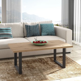 Table basse rectangulaire bois clair pieds métal - ZIG