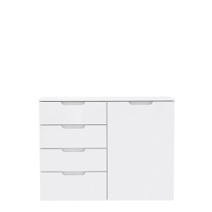 Commode dressing blanc laqué 1 porte, 4 tiroirs - PURE