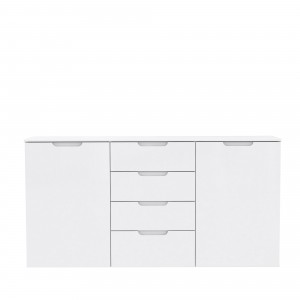 Bahut buffet blanc laqué 2 portes, 4 tiroirs - PURE