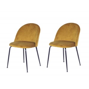 Lot de 2 Chaises velours moutarde - FARA