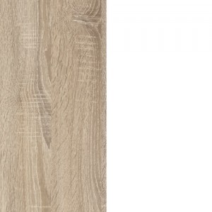 Lit 140x200 avec rangements décor bois clair et blanc - MILO