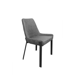 Chaise en Simili gris et piétement en métal - CERAMIK 02