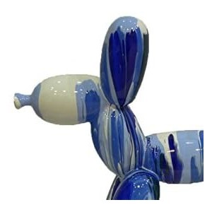 Statue chien balloon avec coulures bleu clair et foncé H40 cm - BALO