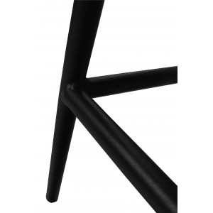 Chaise haute de bar en velours marron avec dossier et piétement métal noir - CHIC