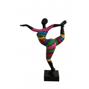 statue femme bandes multicolores en résine - DANCING LADY