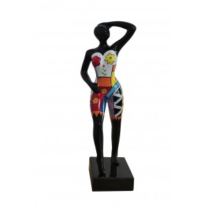 statue femme debout fleurs multicolores en résine - LADY BLOSSOM