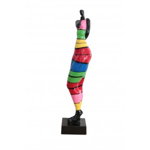 statue femme debout à rayures multicolores en résine - LADY SHY