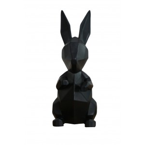 statue lapin noir mate formes géomètriques en résine - BUNNY