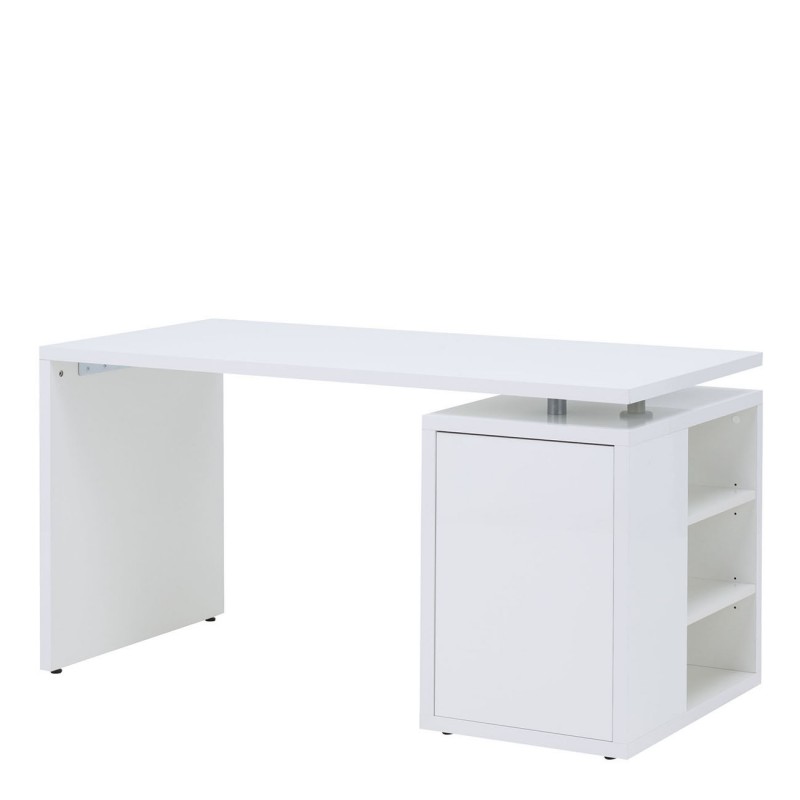 Bureau simple laqué blanc brillant 140cm pour bureau