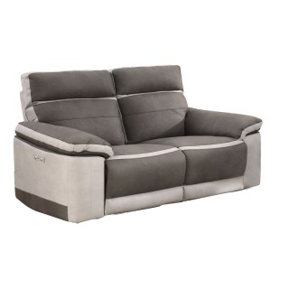 Canapé relaxation 2,5 places  TAUPE BICOLORE - motorisé - tissu suédine doux - CLARA