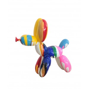 Statue chien balloon avec coulures multicolore H26 cm - BALLOON