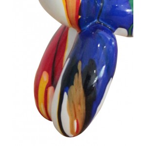 Statue chien baudruche avec coulures multicolore H26 cm