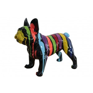 Statue bulldog français multicolore en résine - MERLIN