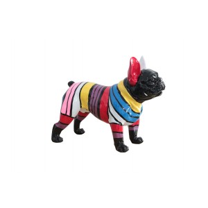 statue chien à bandes multicolores en résine - ARTHUR