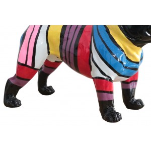 statue chien à bandes multicolores en résine - ARTHUR