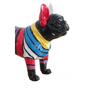 statue chien à bandes multicolores en résine - ARTHUR