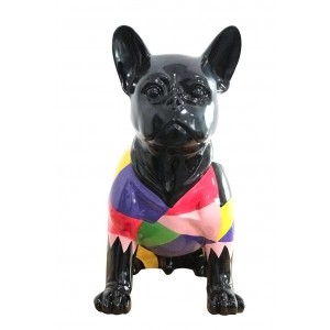 Statue bulldog français multicolore en résine - MARTIN