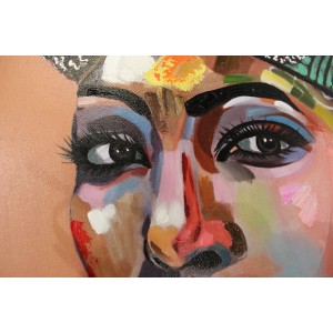 Tableau peinture femme coiffe traditionnelle 100 x 70 cm - AFRICA