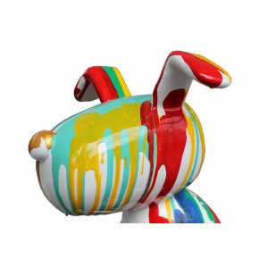 Statue chien assis avec coulures multicolores H28 cm - SNOOP DRIPS