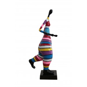 Statue femme marchant avec rayures multicolores H83 cm - MAMA STRIPE