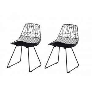 lot de 2 chaises filaires métal noir - Kirk