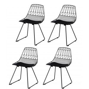 lot de 4 chaises filaires métal noir - Kirk