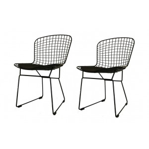 lot de 2 chaises fauteuils filaires métal noir - Spy