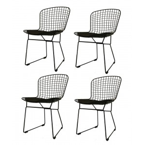 lot de 4 chaises fauteuils filaires métal noir - Spy