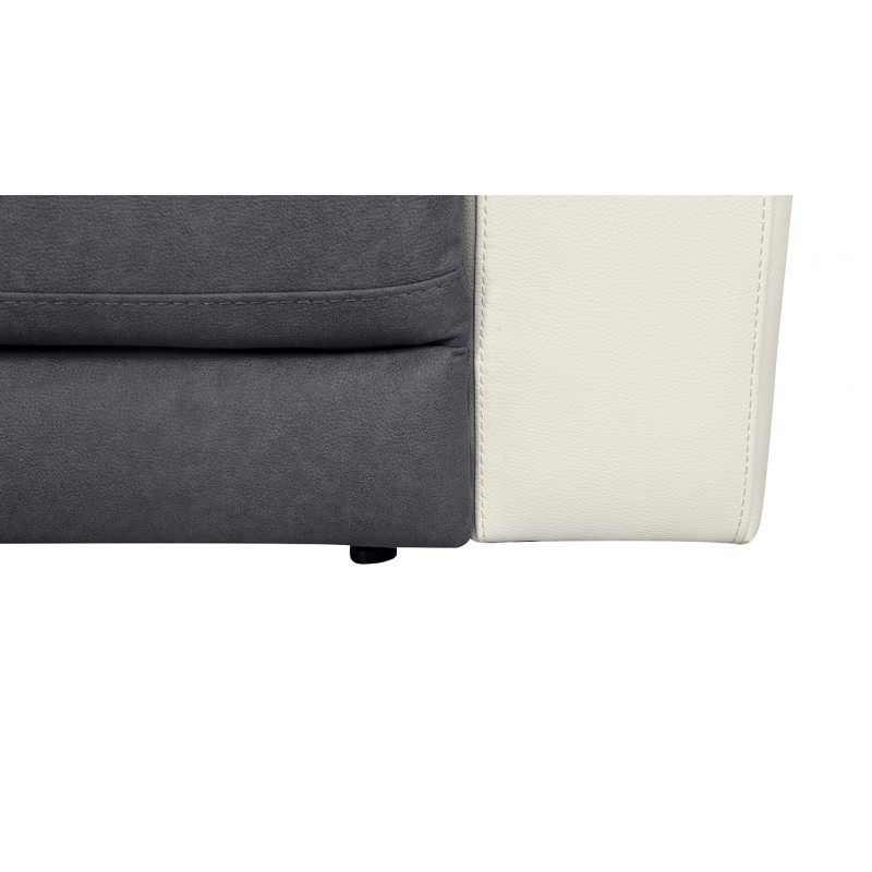 Fauteuil relaxation en tissu gris et similicuir blanc - ROSARIO
