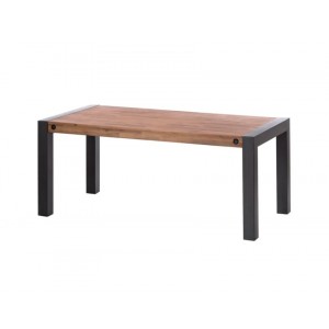 Table de repas extensible 200/250X90 cm style industriel en bois massif et métal - WORKSHOP
