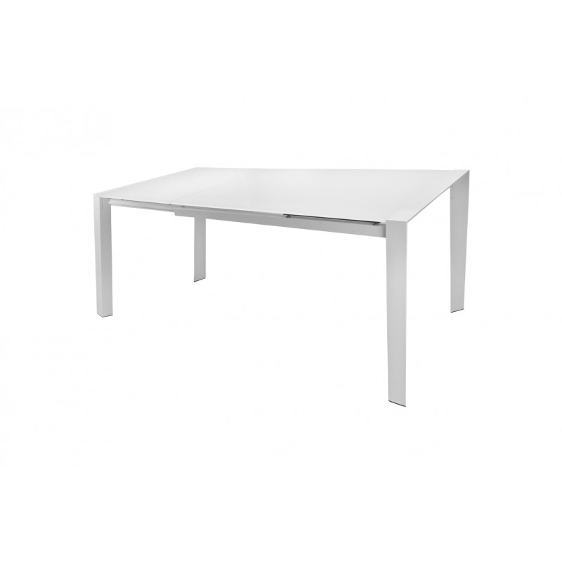 Table extensible 120 à 180 cm plateau verre blanc - LUCIOLE