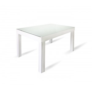 Table de repas extensible 120/340 cm rectangulaire plateau verre blanc - BANQUET