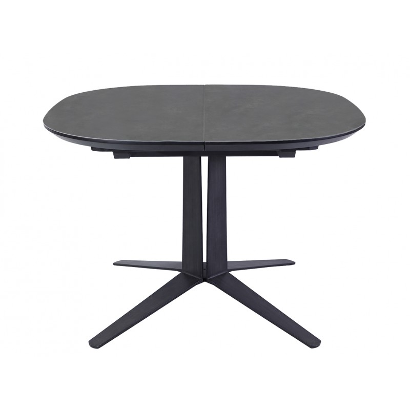 Table extensible ronde/ovale en céramique gris anthracite style contemporain - DIVA
