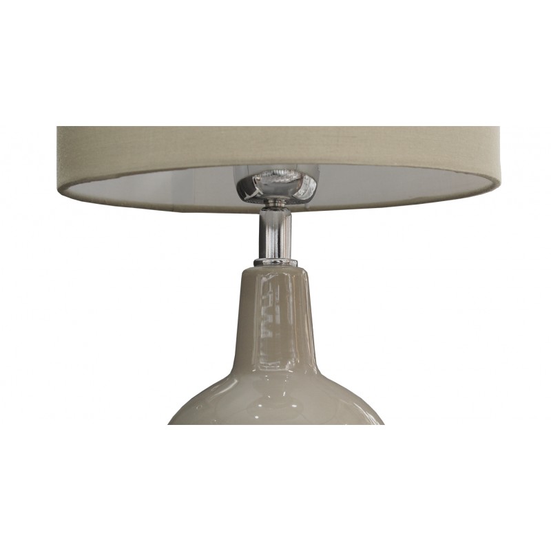 Lampe 49 cm vase céramique laqué et abat-jour taupe - GAïA