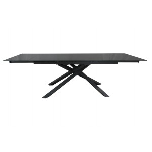 Table de repas extensible 160/240 cm rectangulaire plateau en verre gris et piétement design étoile - ESTRELLA