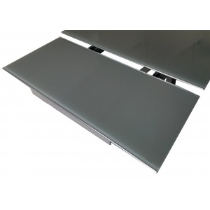 Table de repas extensible 160/240 cm rectangulaire plateau en verre gris et piétement design étoile - ESTRELLA