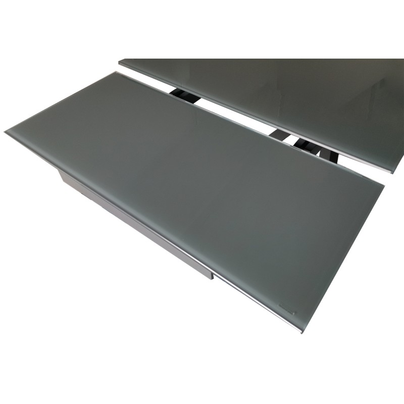 Table extensible 160 à 240 cm plateau en verre gris pieds étoile - ESTRELLA
