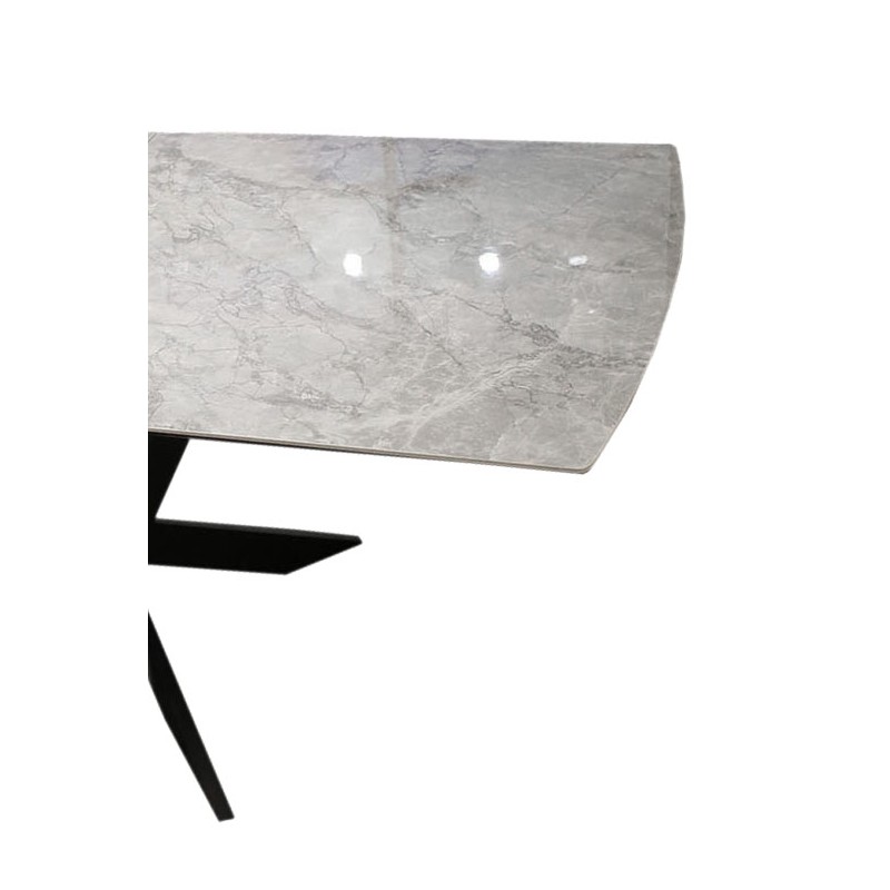 Table extensible 180 à 230 cm en céramique gris marbré - LUNA