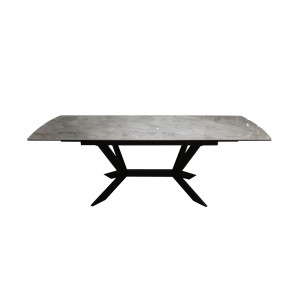 Table extensible en céramique rectangulaire effet marbre gris brillant - design contemporain chic - LUNA
