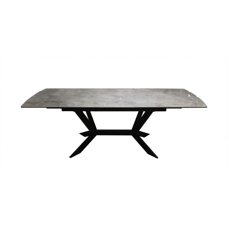 Table extensible 180 à 230 cm en céramique gris marbré - LUNA