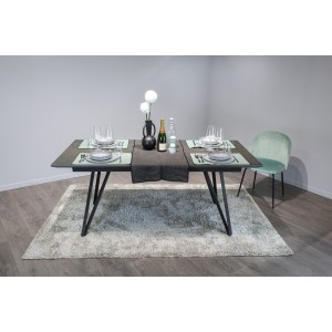 Table 160/210 cm extensible rectangulaire céramique et métal  gris anthracite - ONYX