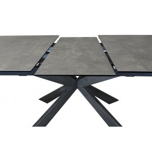 Table de repas extensible céramique 160/200 cm gris anthracite rectangulaire - STARLIGHT