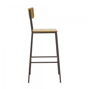 tabouret de bar en pin et métal marron - LINEA