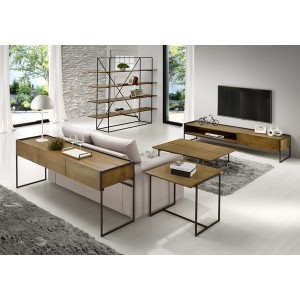 Table d'appoint - bout de canapé en pin et métal marron - LINEA