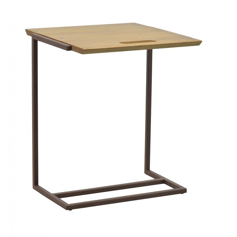 Table auxiliaire - table d'appoint en pin et métal marron - LINEA