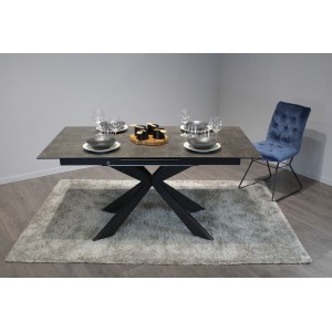Table de repas extensible céramique 160/200 cm gris anthracite rectangulaire - STARLIGHT