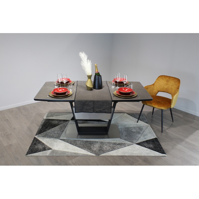 Table extensible 160 à 210 cm céramique gris pied central - DIVINE